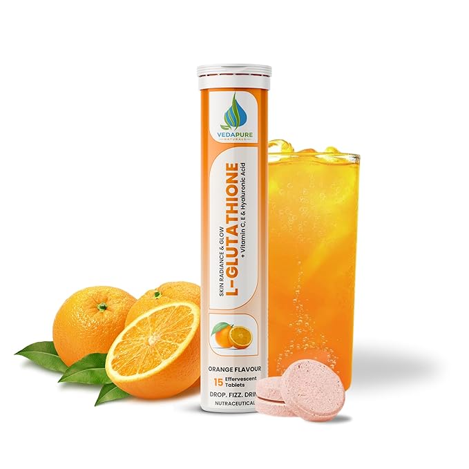 Vedapure L-Glutathione Effervescent Tablets with Vitamin C & E 15 Orange-Flavored Tablets Vedapure L-Glutathione Effervescent Tablets with Vitamin C & E 15 Orange-Flavored Tablets