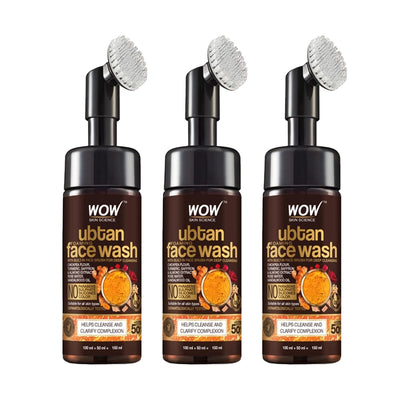 غسول الوجه الرغوي Ubtan من Wow Skin Science، عبوة من 3 قطع، 150 مل