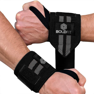 Boldfit Wrist Band Support Grey Black 2 Stripes
