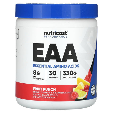 Nutricost EAA Powder 30 Servings (Fruit Punch) - Essential Amino Acids - Non-GMO, Gluten Free, Vegetarian Friendly