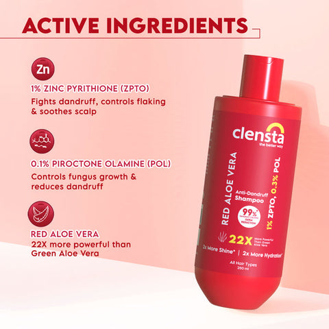 Clensta Red Aloe Vera Anti-Dandruff Shampoo (250ml)