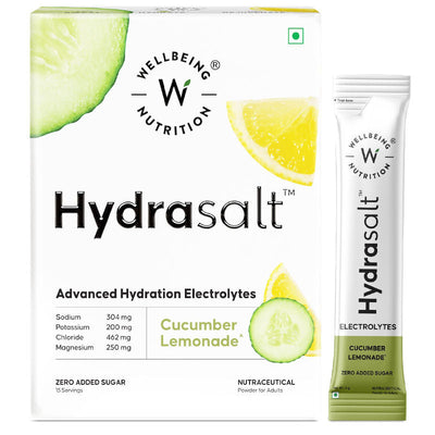 Wellbeing Nutrition Hydrasalt - Cucumber Lemonade 90gms (Pack of 15sachets)