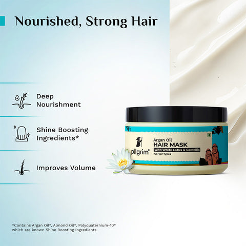 قناع شعر بزيت الأرغان من بيلجريم مع اللوتس الأبيض والكاميليا 200 جرام 