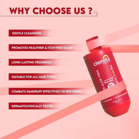 Complete Dandruff Care : Clensta Red Aloe Vera Anti-Dandruff Shampoo (250ml) and Clensta Red Aloe Vera Anti-Dandruff Conditioner (250ml) (CLPO86)