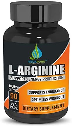 VedaPure Natural L-Arginine (درجة A+ ممتازة) - 90 كبسولة