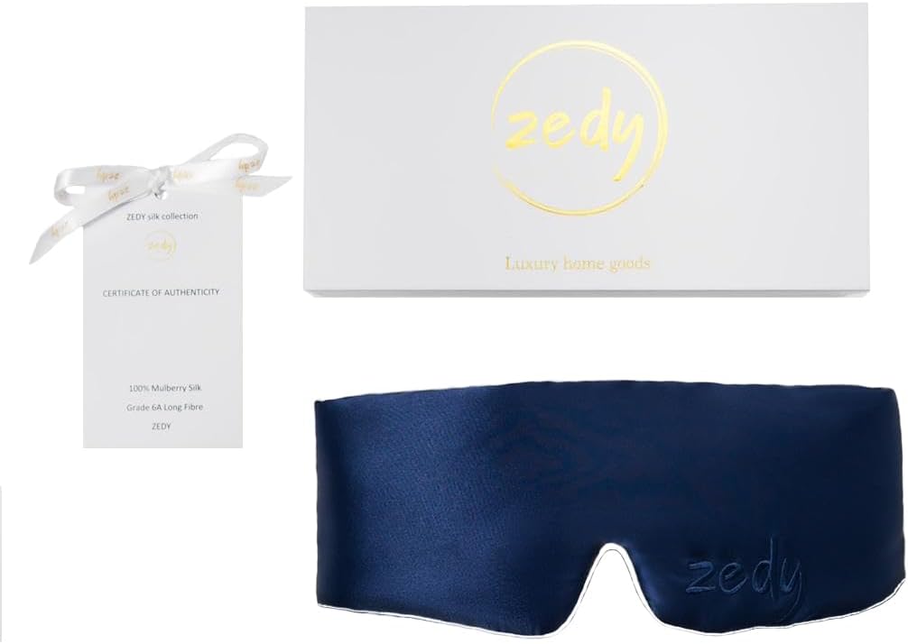 The Crème Shop Travel & Sleep Cooling Eye Mask. Made with Antibacterial Microfiber Cloth, Soft on Skin. Blackout, Adjustable. -Sweet Dreams,Blue