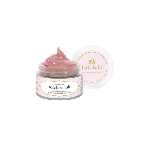 Just Herbs Ayurvedic & Vegan Rose Lip Scrub & Lip Mask Duo Pack For Chapped, Pigmented & Dark Lips, 30Gm