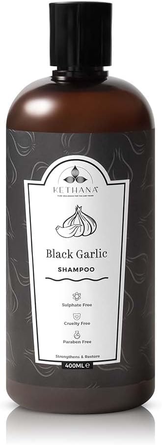 Kethana Black Garlic Shampoo Strengthens and Restores| sulphate and paraben free Anti oxidants Net Volume 400 ml|