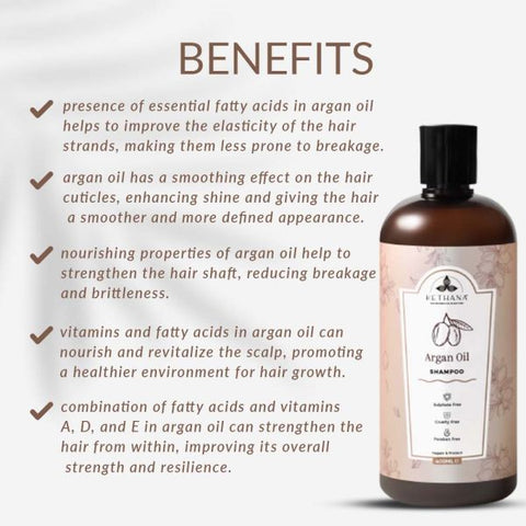 Kethana Argan Oil Shampoo|Shine and Protection| sulphate and paraben free |Antioxidants| Vitamin A,D & E| Net Volume 400 ml| All Hair Types