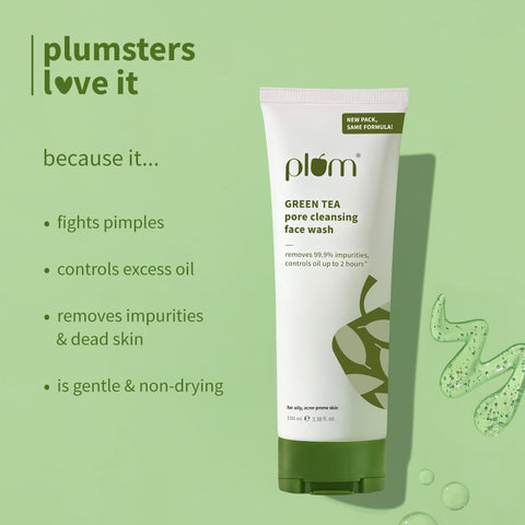 Plum Green Tea Pore Cleansing Face Wash for Oily, Acne Prone, Dry & Combination Skin - 100ml