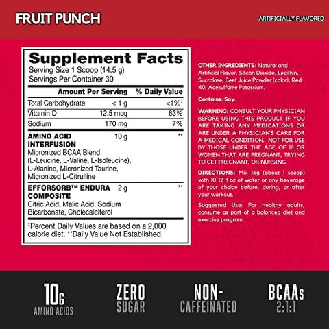 BSN Amino X - Fruit Punch, BCAA 2:1:1, Caffeine-Free - 30 Servings – image 2