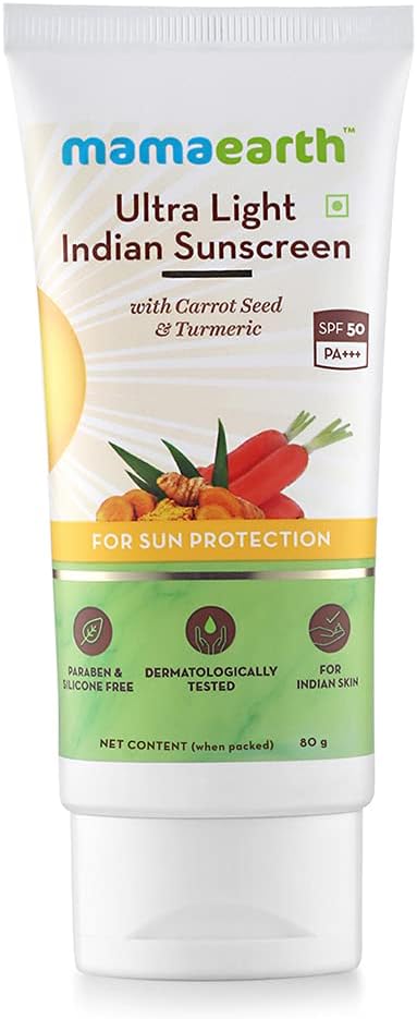 MAMAEARTH Ultra Light Indian Sunscreen Spf50 Pa+++, 80g