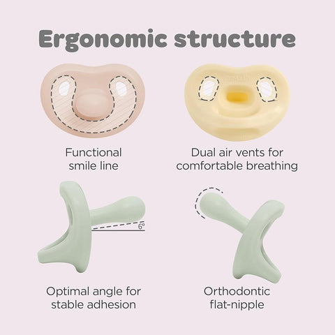 Moyuum All-Silicone Macaron Pacifier with Protective Stage 1 (Up to 3 Months) Case Cotton Pink