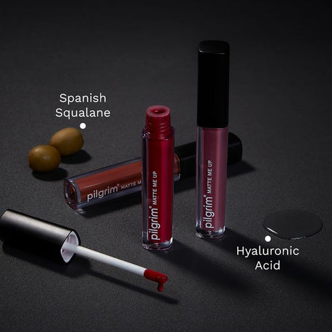 Pilgrim Liquid Matte Lipstick - The Red Stiletto | Lipstick for Women with Hyaluronic Acid & Spanish Squalane | Transferproof, Long Lasting & Non Drying with Hydrating Ingredients 3gms