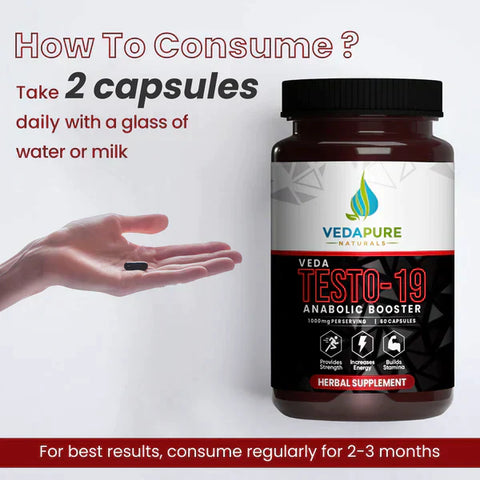 Vedapure naturals L-Arginine Nitric Oxide Booster Supplement + Vedapure Testosterone Booster 60 Caps