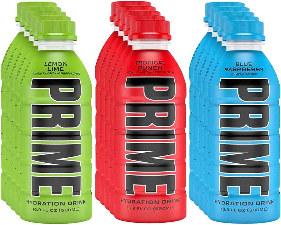 Prime Hydration Sports Drink Variety Electrolyte Beverage Lemon Blue Raspberry (15 Pack)