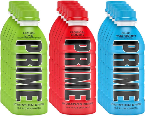 Prime Hydration Sports Drink Variety Electrolyte Beverage Lemon Blue Raspberry (15 Pack)