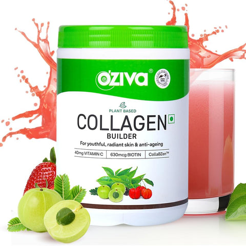 Oziva Plant Based Collagen Builder For Women & Men For Glowing & Youthful Skin Collagen Powder With Biotin, Silica & Vitamin C (Collagen Classic, Pack Of 1)