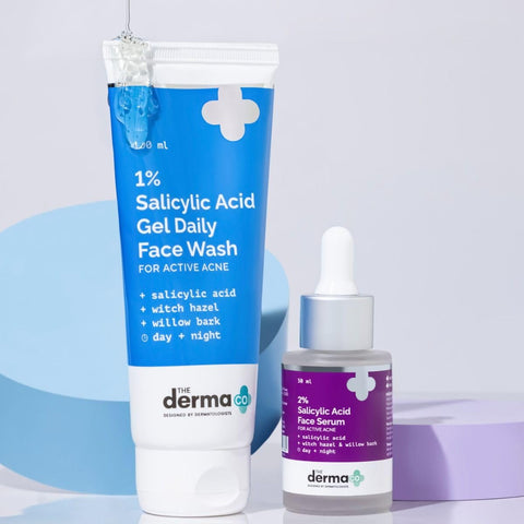 Anti Acne Kit - THE DERMA CO 1% Salicylic Acid Gel Face Wash 100 ml + 2% SALICYLIC ACID SERUM 30 ml Combo