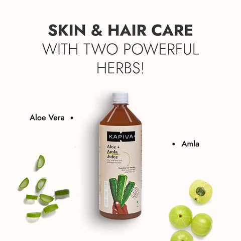 Kapiva Aloe Vera plus Amla Juice Cold-pressed Juice for Glowing Skin 500 mg