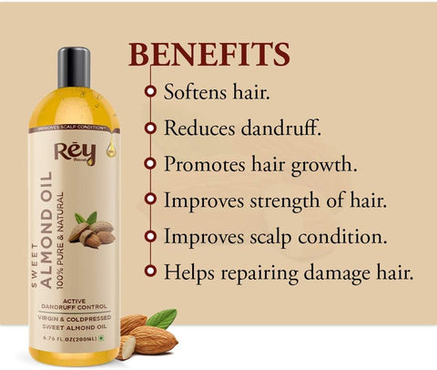 Rey Naturals Sweet Almond Oil & Coconut Oil Combo (200 ml + 200 ml)