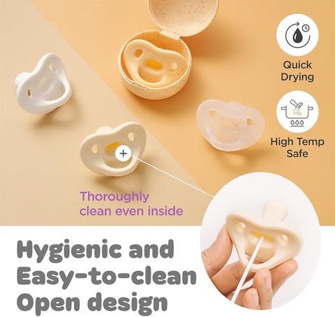 Moyuum All-Silicone Macaron Pacifier with Protective Stage 2 (3 to 6 months) Case Yellow