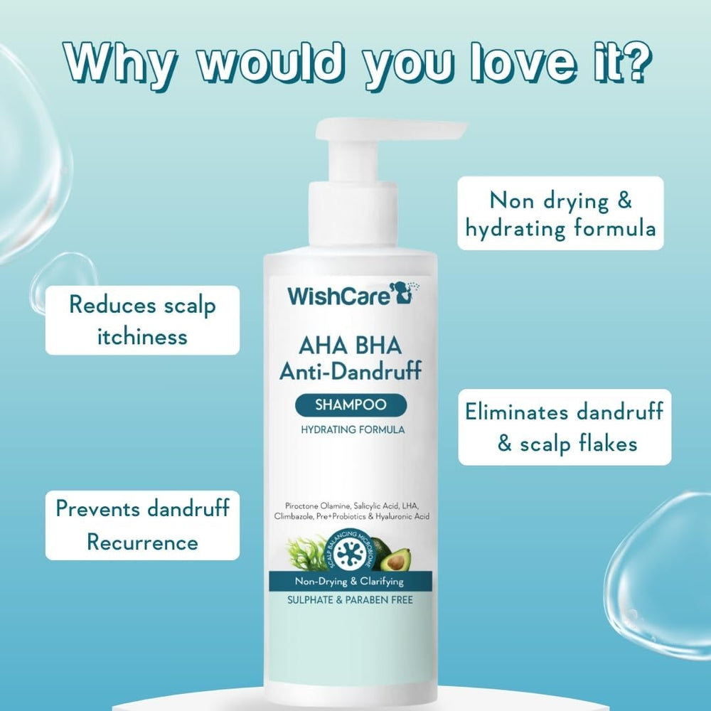 Wishcare AHA BHA Anti-Dandruff Shampoo | Hydrating Formula - 250ml