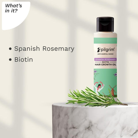 Pilgrim Spanish Rosemary & Biotin Hair Growth Oil to Control Hair Fall & Strengthens Hair 100ml