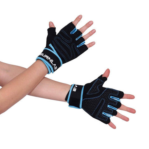 Burnlab Basic Gym Gloves with Wrist Support (Blue , Large)