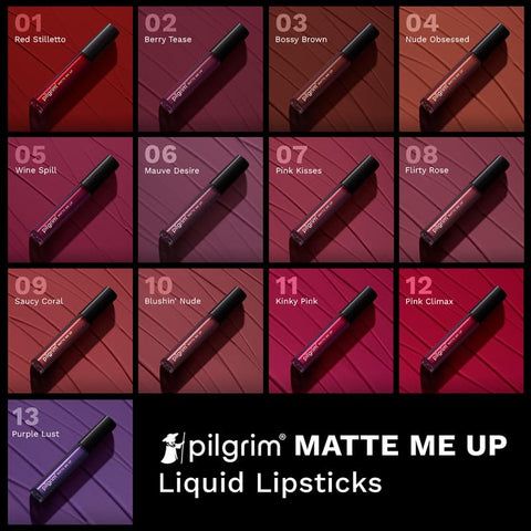 Pilgrim Liquid Matte Lipstick - Flirty Rose | Lipstick for Women with Hyaluronic Acid & Spanish Squalane | Transferproof, Long Lasting & Non Drying with Hydrating Ingredients 3gms