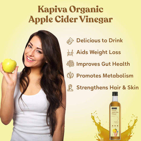 Kapiva Organic Apple Cider vinegar (Golden Apples) 500 ml (2/Pack)