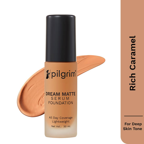 Pilgrim Rich Caramel Serum Liquid Foundation, Matte & Poreless 30 ml