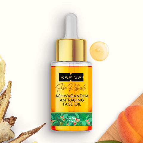 Kapiva Ashwagandha Anti-Aging Face Oil (30ml) | Plant Based Retinol | 100% Ayurvedic Oil for Wrinkles & Fine Lines | With Bakuchi Oil, Herbal Actives