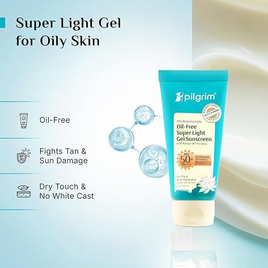Pilgrim 5% Niacinamide Oil Free Super Light Gel Sunscreen 40 ML