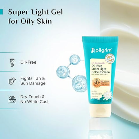 Pilgrim 5% Niacinamide Oil Free Super Light Gel Sunscreen 40 ML