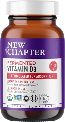 New Chapter Fermented Vitamin D3 60 Vegetarian Tablets (Dietary Supplement)