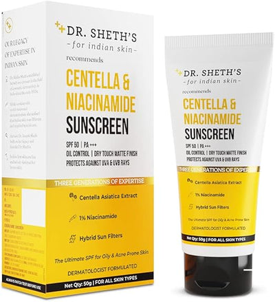 Dr. Sheth's CENTELLA & NIACINAMIDE OIL & ACNE CONTROL SUNSCREEN 50 gm