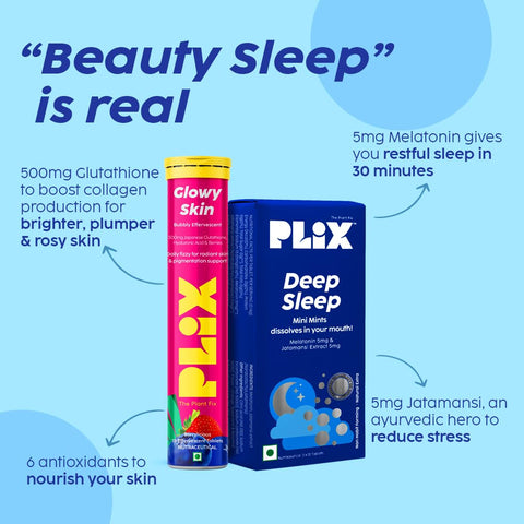 PLIX THE PLANT FIX Beauty Sleep Combo Deep Sleep 30 Mini Skin Glow Glutathione 15 Tablets