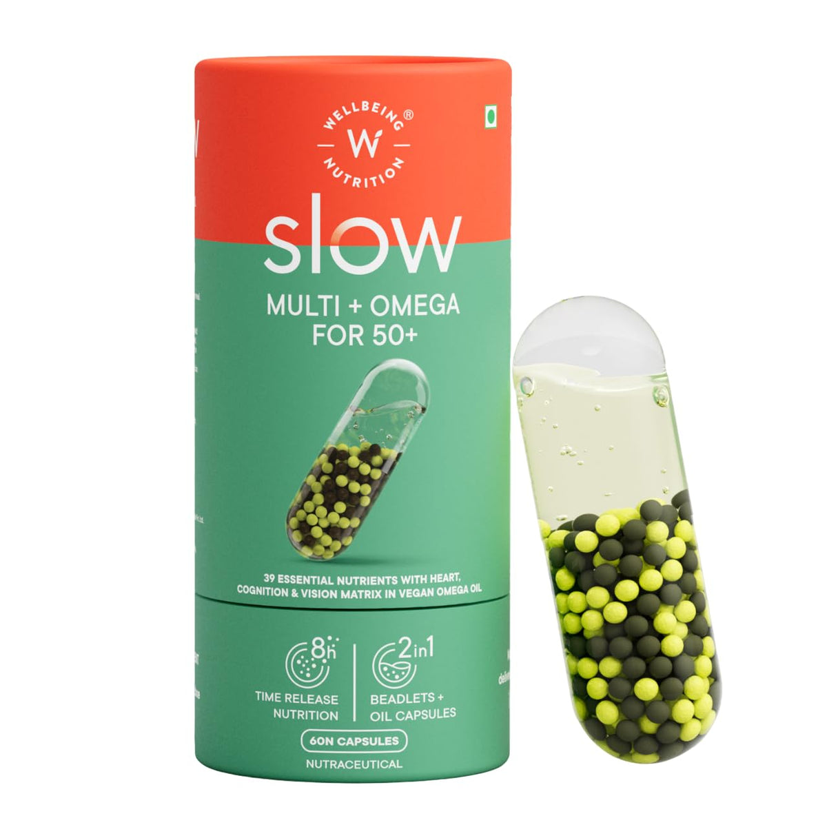 Wellbeing Nutrition Slow Multi + أوميغا لأكثر من 50+ 60 كبسولة