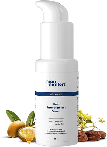 Man Matters Hair Serum For Men With Jojoba And Argan Oil | For Silkier, Shinier, Smoother & Frizz Free Hair | Instant Shine & Smoothness | Non Sticky Hair Serum | 90Ml