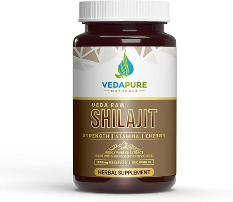 VedaPure Raw Shilajit 60 Capsules - Pure Natural Shilajit