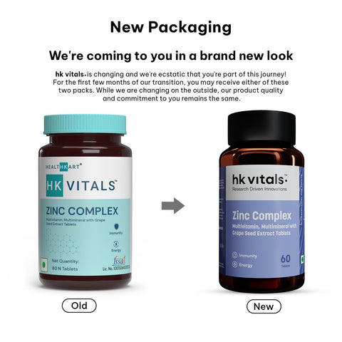 HK Vitals Zinc Supplements (60 Tablets) | With Vitamin C, Vitamin D3, Multivitamin And Multimineral | Immunity Boosters For Adults