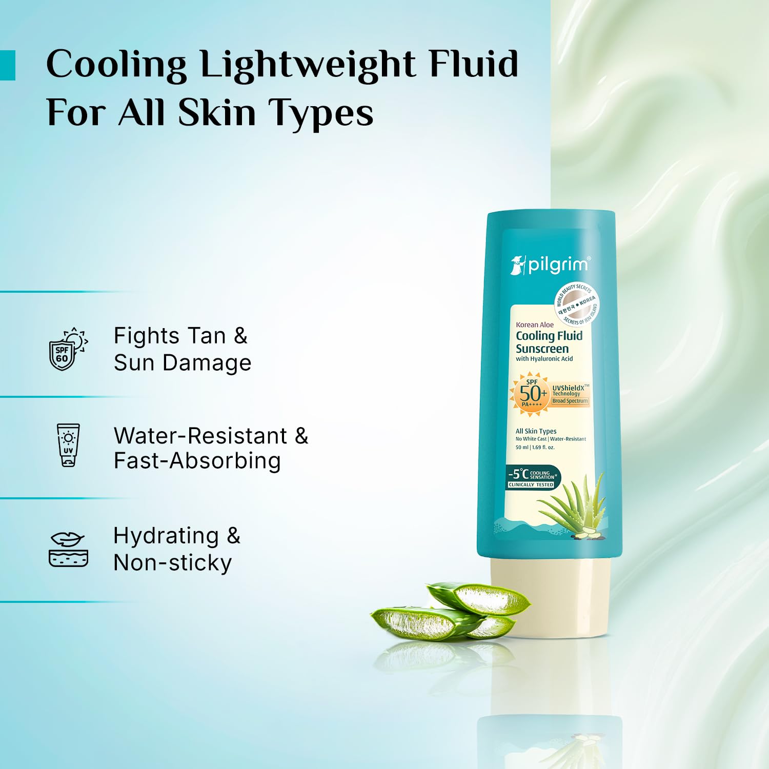 Pilgrim Korean Aloe Cooling Fluid Sunscreen Spf 50 ML