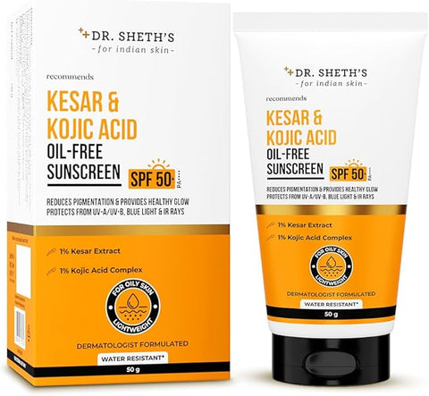 Dr. Sheth's Kesar & Kojic Acid Oil-Free Sunscreen SPF 50+