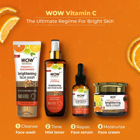 Wow Skin Science Brightening Vitamin C Face Wash  No Parabens, Sulphate, Silicones & Color  Pack Of 2  Net Vol 200ml