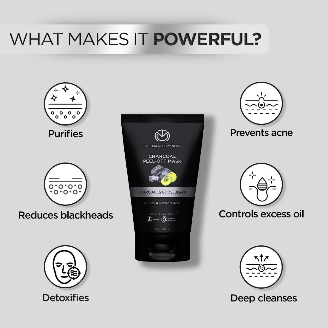The Man Company Peel Off Mask| Moringa and Gooseberry Charcoal| 100GMÂ