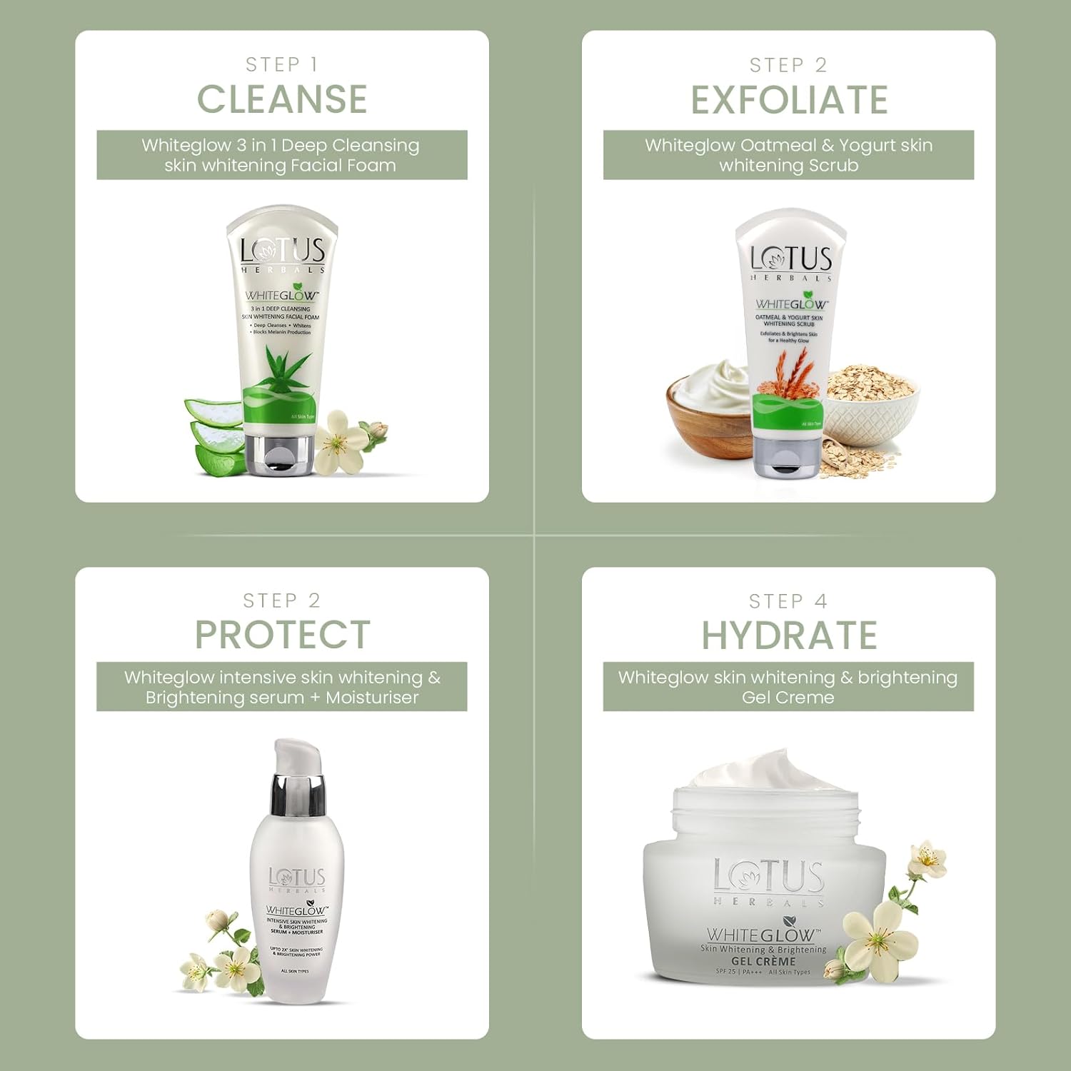 Lotus Herbal Whiteglow Oatmeal & Yogurt Skin Whitening & Brightening Scrub 100 Gms