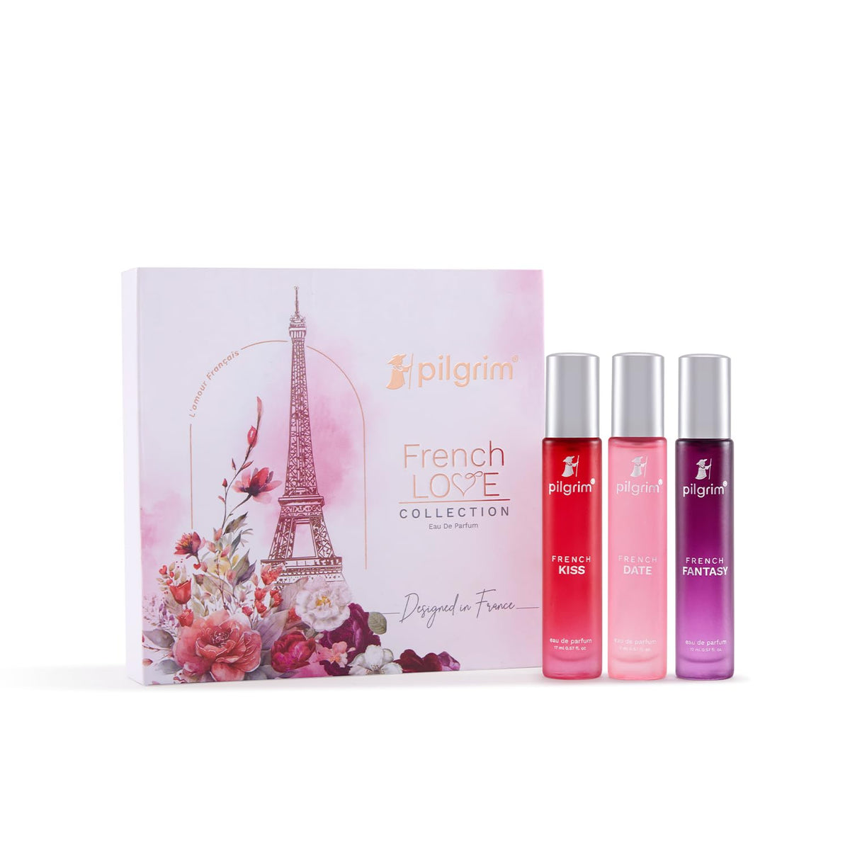 مجموعة هدايا العطور الفاخرة من Pilgrim Women The French Love Collection 3X17 مل