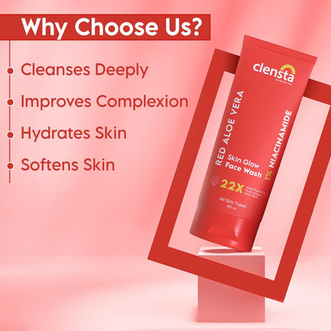 Clensta Red Aloe Vera Skin Glow Face Wash (100ml)