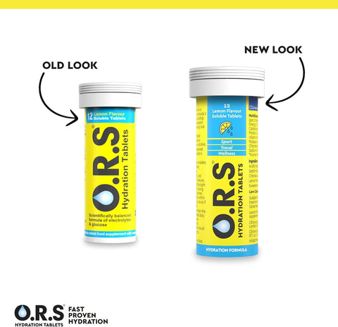 O.R.S Hydration Tablets with Electrolytes Natural Lemon Flavour 72 Tablets (Pack of 6 x12)